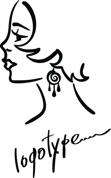 "Nő női fej vonal sziluett logó" - Vektor, kép