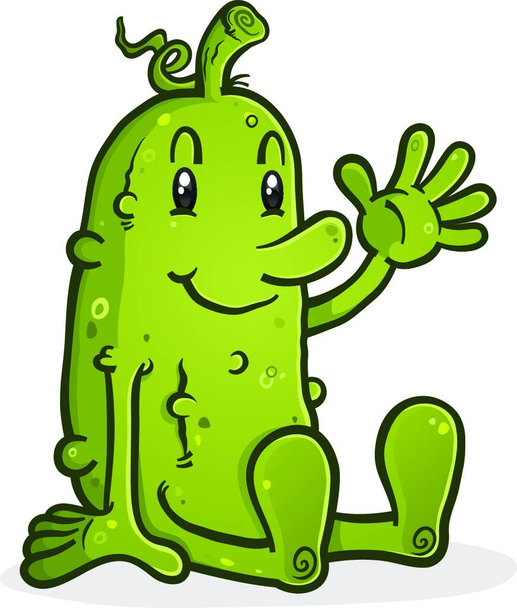 pickle cartoon character sitting down relaxing - Vector, Image