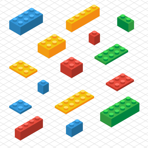 Do your self set of lego blocks in isometric view - Vetor, Imagem