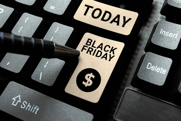 Rukopis Černý pátek, obchodní nápad den, kdy prodávající označí své ceny výhradně pro kupujícího - Fotografie, Obrázek