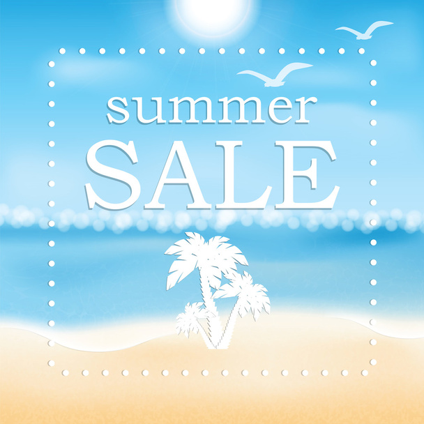 Vetor abstrato cartaz de venda de verão com fundo de praia
  - Vetor, Imagem