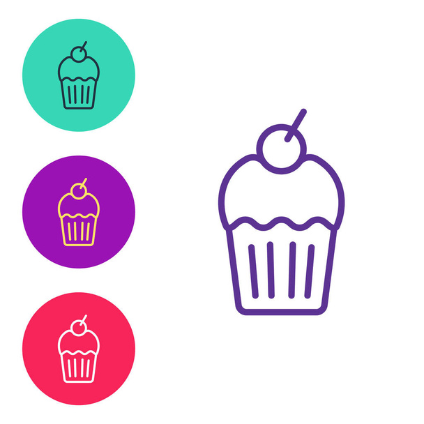 Definir linha ícone Muffin isolado no fundo branco. Definir ícones coloridos. Vetor - Vetor, Imagem