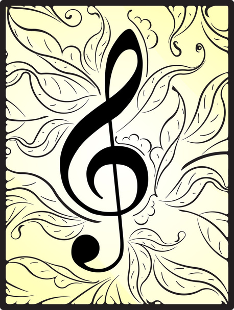 Musical decor with treble clef - Vector, Image