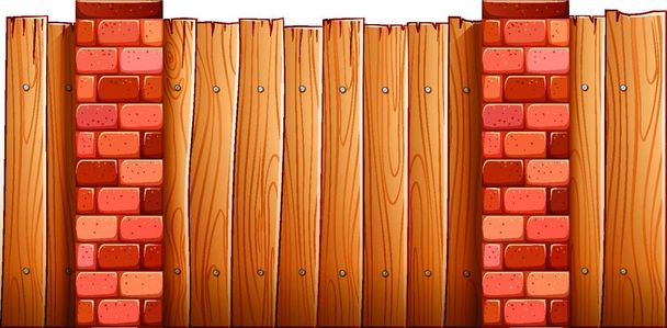 "ένας φράχτης από ξύλο και τούβλα" - Διάνυσμα, εικόνα