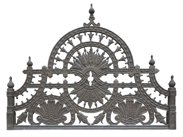 Старая кованая металлическая декоративная решетка ограждения изолированы над белым
 - Фото, изображение