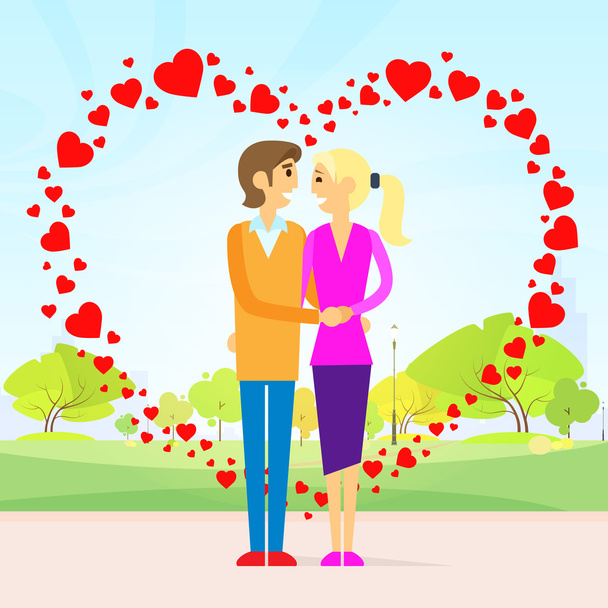 Valentine day gift card couple - Vector, Image