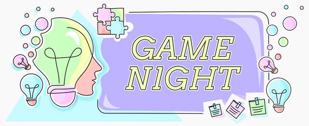 Konceptualny wyświetlacz Game Night, Business idea wydarzenie, w którym ludzie spotykają się w celu uzyskania seks - Zdjęcie, obraz