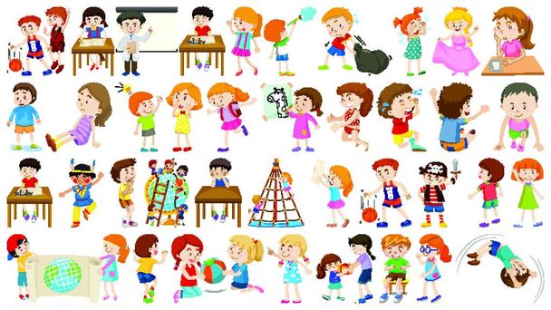 Set von niedlichen Kinder Cartoon-Figur - Vektor, Bild