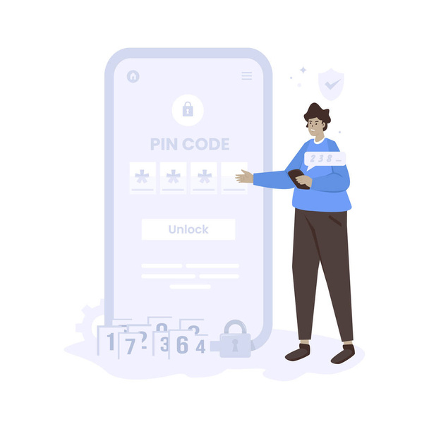 PIN-код для розблокування безпеки пароля Плоска ілюстрація
 - Вектор, зображення