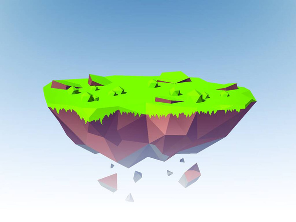 Flying Island Polygonal, colorful vector illustration - Vector, Image