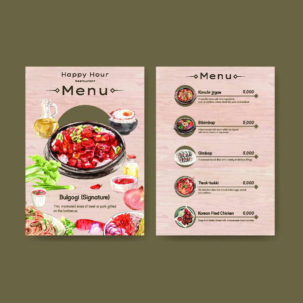 "Menu template with cooking design for food shop and  restaurant watercolor illustration" - ベクター画像