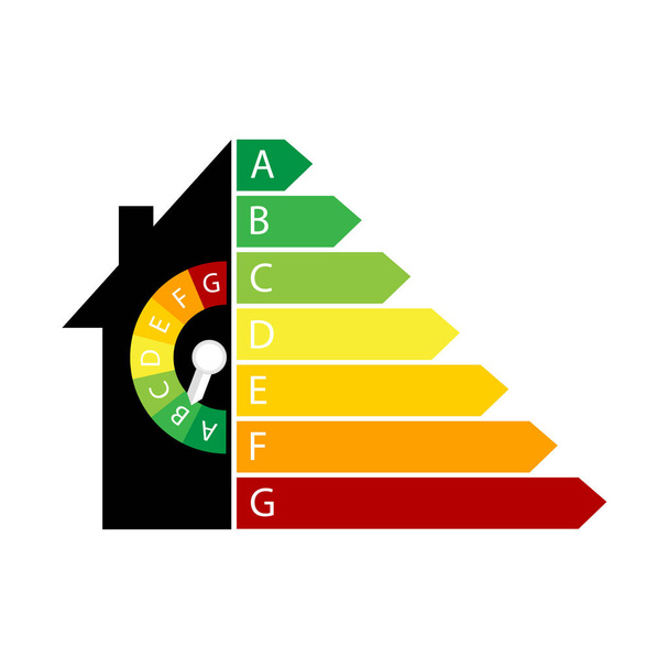 Energy house. energy chart. 3d vector illustration. Chart concept. Vector illustration. Stock image. EPS 10. - Вектор, зображення