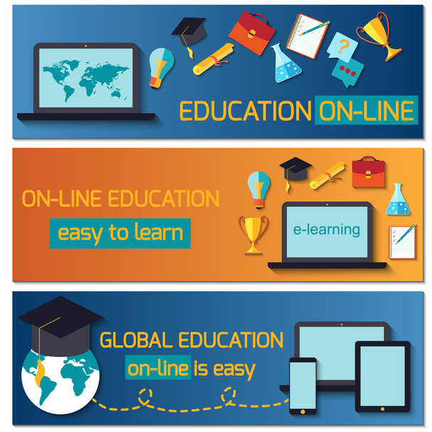 Web banner concept for online education. - Photo, Image