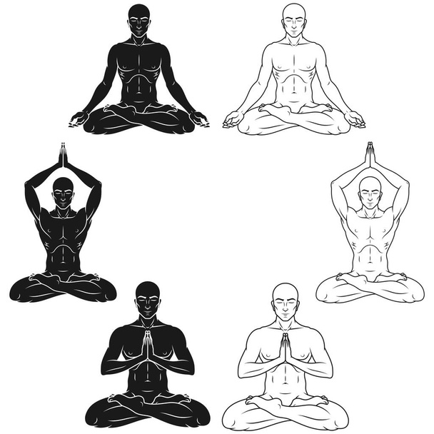 Векторний дизайн чоловічих медитацій у квітковій позиції лотоса - Вектор, зображення
