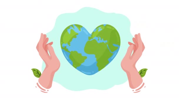 aarde planeet hart ecologie animatie, 4k video geanimeerd - Video