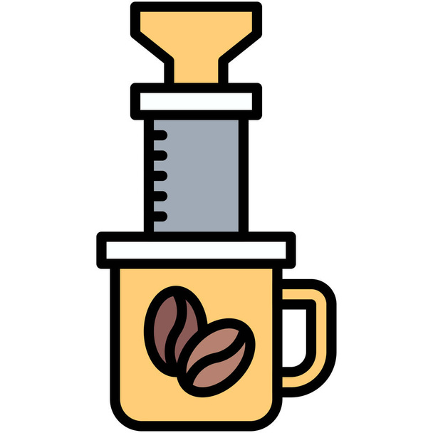 Icono de Aeropress, ilustración vectorial relacionada con la cafetería - Vector, imagen