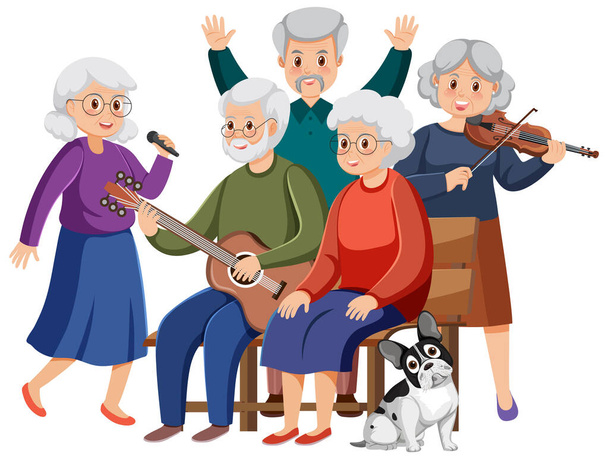 Senioren spielen Musikinstrument - Vektor, Bild