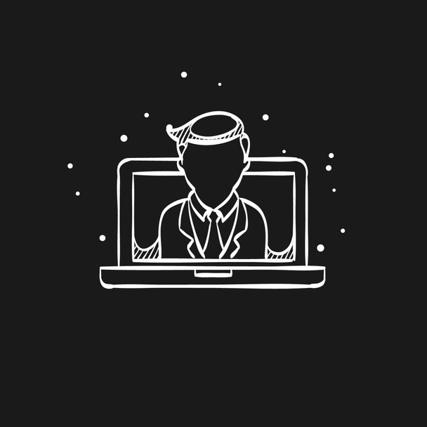 "Sketch icon in black - Computer chat" - Vector, Image