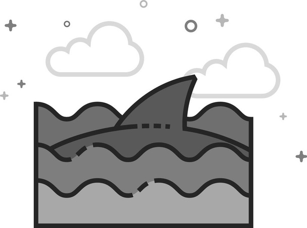 "Flat Grayscale Icon - Shark" - Vector, Image