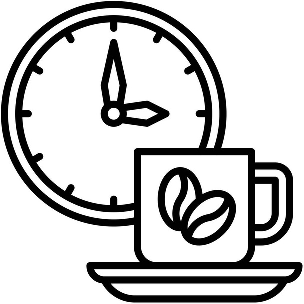 時計とコーヒーカップのアイコン、コーヒーショップ関連ベクトルイラスト - ベクター画像