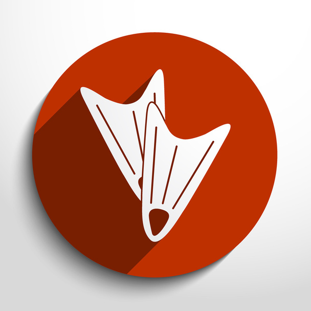 Vector diving flippers web flat icon. - Vector, Imagen