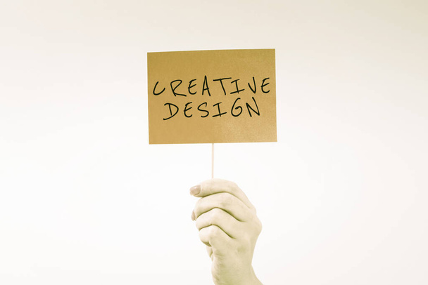 Tekst met inspiratie Creative Design, Business overzicht een visueel element dat voldoet aan de hoofddoelstelling - Foto, afbeelding