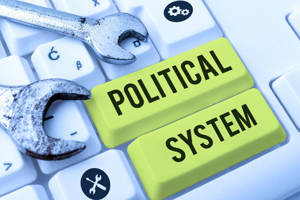 Text sign showing Political System, Business overview the process for making official government decisions - Photo, Image