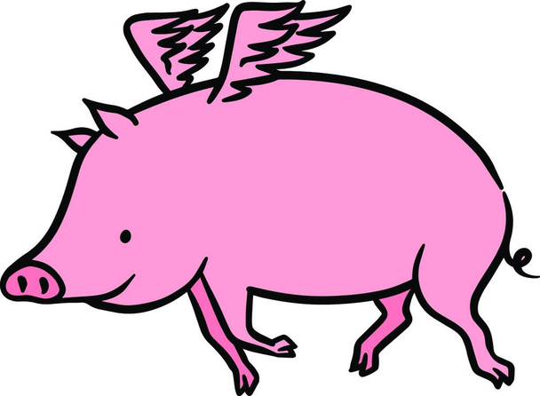 свинья с векторной иллюстрацией крыльев - Вектор,изображение