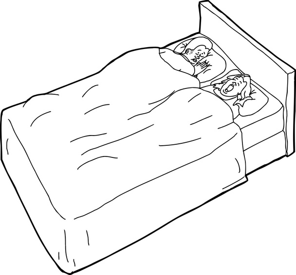 Overzicht van paar in Bed - Vector, afbeelding