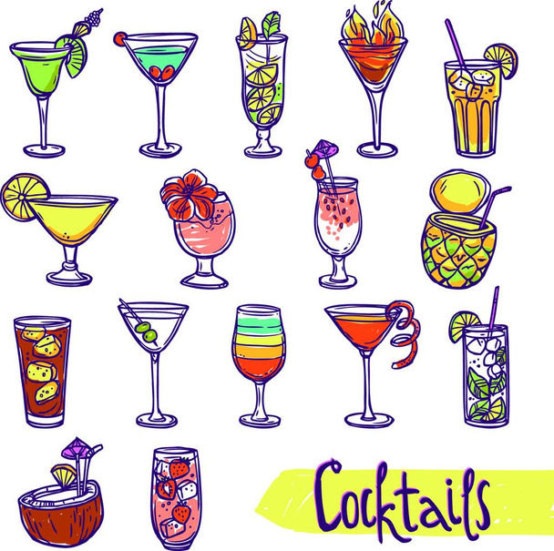 Cocktails Sketch Set vector illustratie - Vector, afbeelding