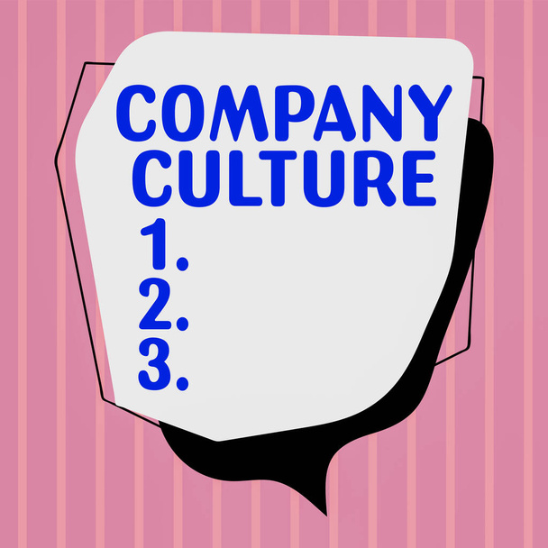 Текстовый знак, показывающий культуру компании, концепцию бизнеса и окружающую среду, в которой работают сотрудники - Фото, изображение