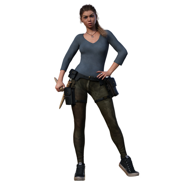 3D render, illusztráció, fiatal női vámpír vadász - Fotó, kép