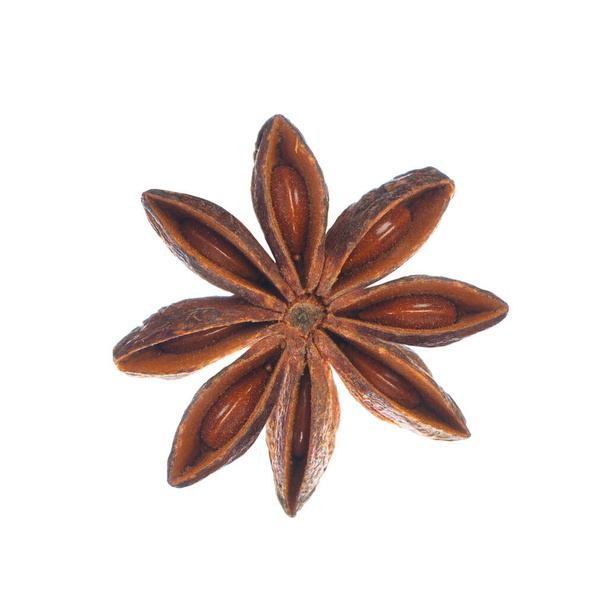 Single star anise seed isolated over white background - Photo, Image