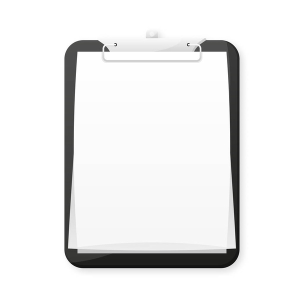 Black Clipboard with blank white sheet isolated on white background. Vector illustration - Вектор,изображение