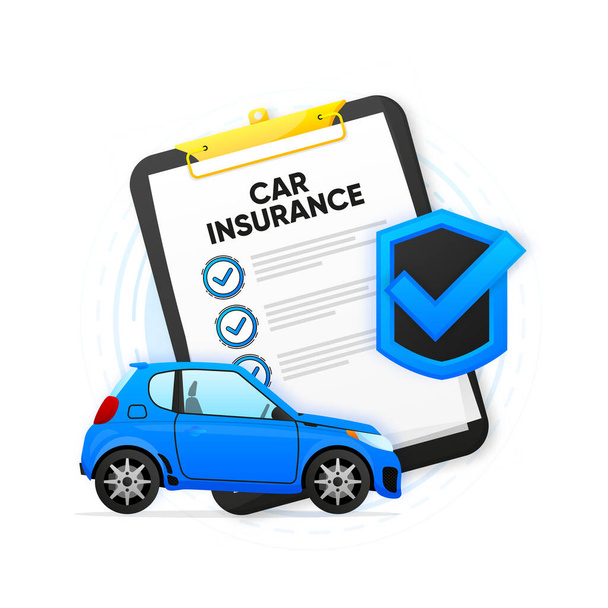 Assicurazione auto polizza di finanziamento forma concetto di denaro. Documento vettore icona assicurazione auto. Illustrazione vettoriale - Vettoriali, immagini