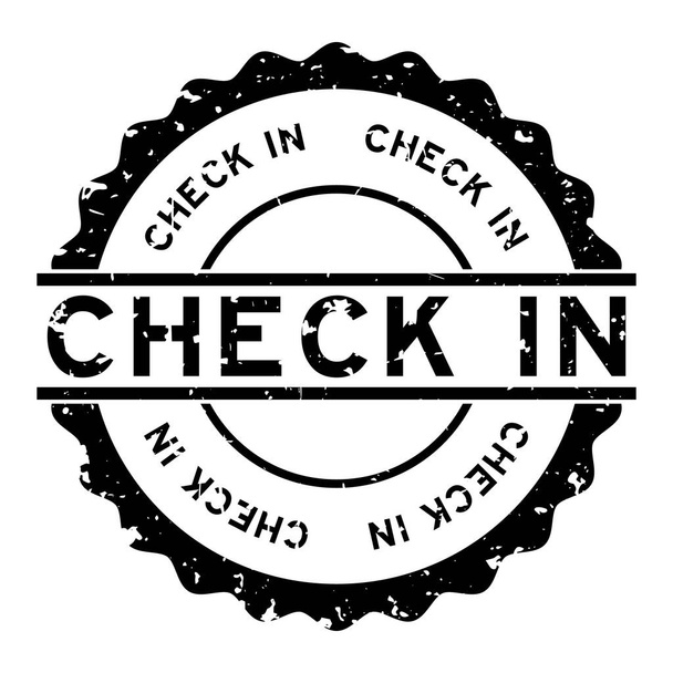 Grunge fekete ellenőrizze a szó kerek gumi pecsét bélyegző fehér háttér - Vektor, kép