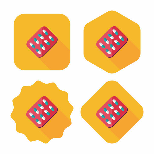 Pills flat icon with long shadow - Vector, imagen