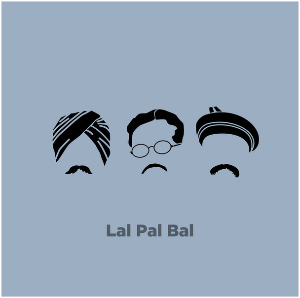 Lala Lajpat Rai, Bipin Chandra Pal a Bal Gangadhar Tilak (Freedom Fighter of India) čelí vektorovým ikonám. Lal, Bal, Pal pohyby. - Vektor, obrázek