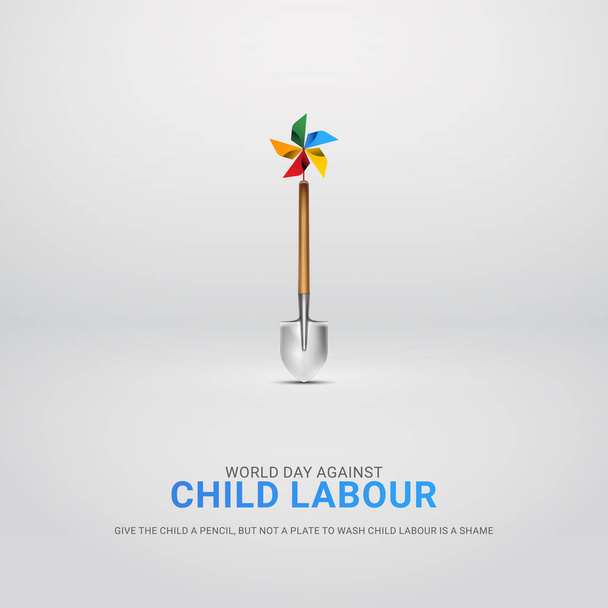 Всемирный день борьбы с детским трудом. День борьбы с детским трудом. Остановить детский труд - Вектор,изображение