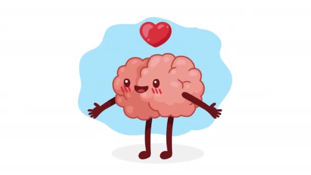 organy mózgu o charakterze komicznym serca, animacja wideo 4k - Materiał filmowy, wideo