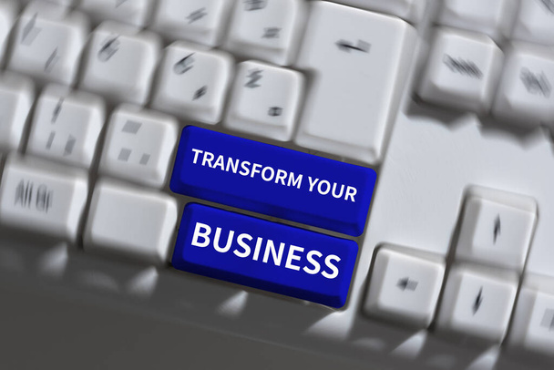 Εγγραφή προβολής κειμένου Transform Your Business, Business showcase Τροποποίηση ενέργειας για την καινοτομία και τη βιώσιμη ανάπτυξη - Φωτογραφία, εικόνα