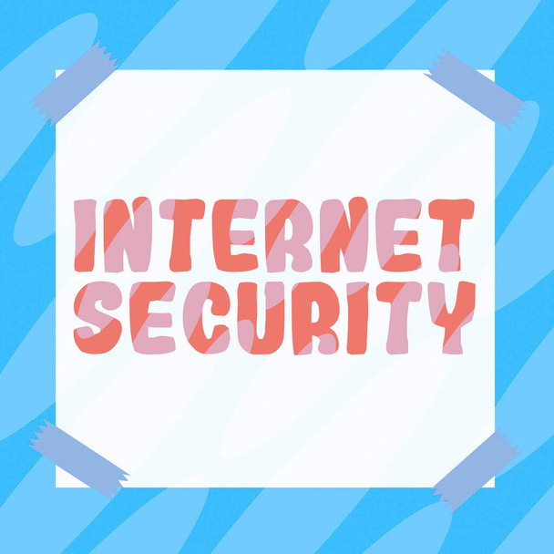 Textschild mit Internet-Sicherheit, Internet-Konzept zum Schutz vor Angriffen über das Internet - Foto, Bild