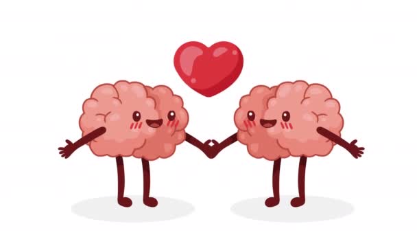 órganos cerebrales con personajes del corazón, 4k video animado - Metraje, vídeo
