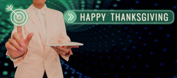 Text ukazující inspiraci Happy Thanksgiving, Word Written on Harvest Festival Národní svátek slaví v listopadu - Fotografie, Obrázek