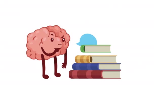 cerebro órgano pensamiento personaje cómico, 4k video animado - Metraje, vídeo
