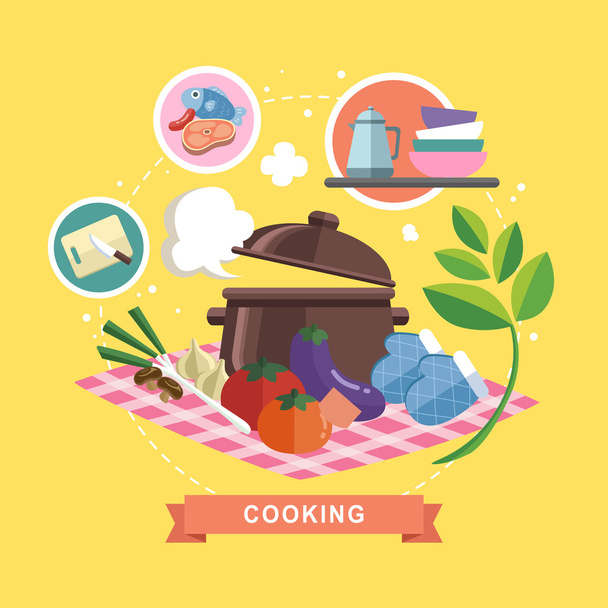 cooking concept in flat design - Vector, Image