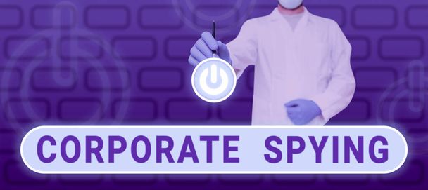 Zeichen für Unternehmensspionage, Konzeptfoto ermittelt gegen Wettbewerber, um sich einen Geschäftsvorteil zu verschaffen - Foto, Bild