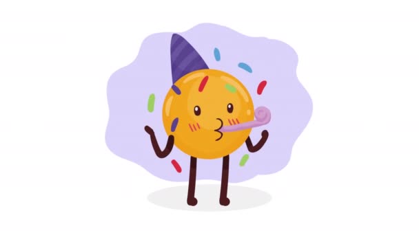 emoji with party hat comic character ,4k video animated - Footage, Video