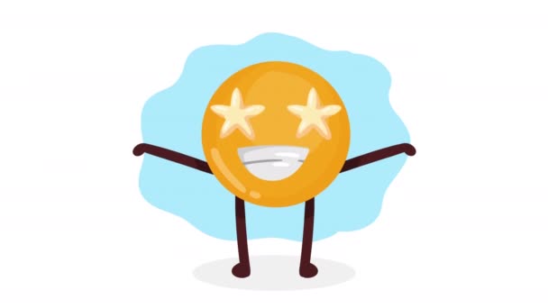 szczęśliwy emoji świętowanie komiks postać, 4k wideo animowane - Materiał filmowy, wideo