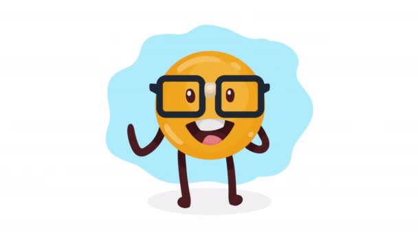 emoji génie avec des lunettes personnage comique, vidéo 4k animé - Séquence, vidéo